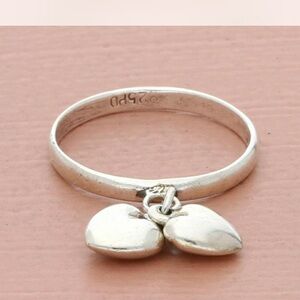 Sterling silver puffy heart charm ring